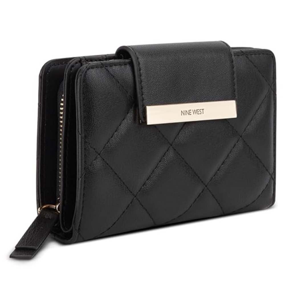 NWT Nine West Black Quilted Wallet